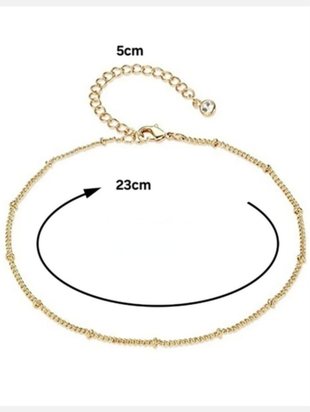 Dainty Gold Satalight Chain Beaded Adjustable Ankle Bracelet Anklet Tiny Beads - Picture 10 of 11